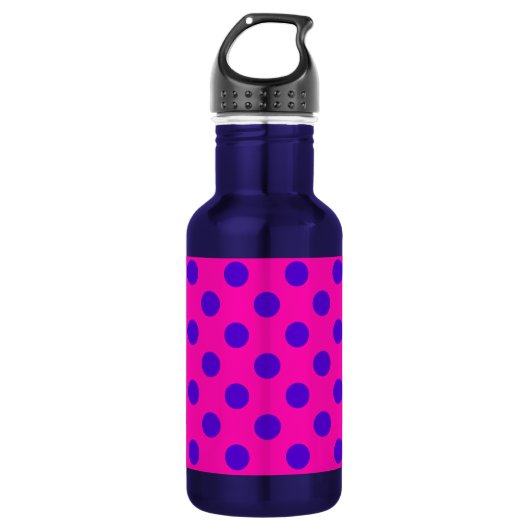 Blauwe pokstippen op fuchsia waterfles (Voorkant)