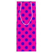 Blauwe pokstippen op fuchsia wijn cadeautas (Achterkant)