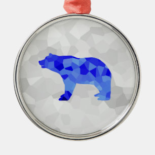 Blauwe polaire Beer Geometrische wintersneeuwstorm Metalen Ornament