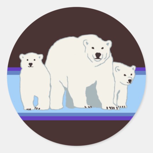 Blauwe Polar Beren Envelop Afdichtingen Ronde Sticker (Voorkant)