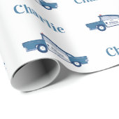 Blauwe Politieagent Verjaardagsfeestje Custom Cadeaupapier (Rol Hoek)