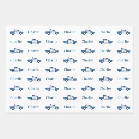 Blauwe Politieagent Verjaardagsfeestje Custom Inpakpapier Vel (Voorkant)