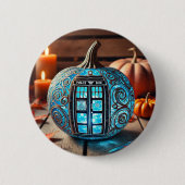 Blauwe Politiedoos Glazen Pompoen Ronde Button 5,7 Cm (Voorkant)