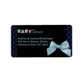 Blauwe Polka Dot & Bow Adreslabel Etiket (Voorkant)