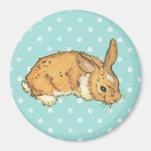 Blauwe Polka Dot Bunny Magneet (Voorkant)