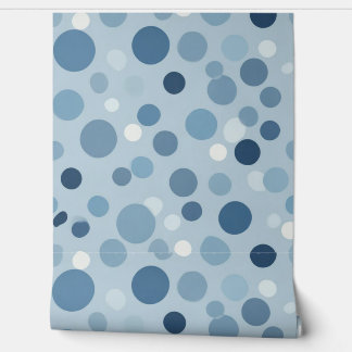 Blauwe Polka Dot Patroon Design Behang