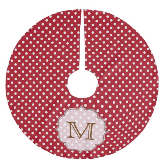 Blauwe Polka Dot Print Monogram Initialen boomrok Kerstboom Rok (Voorkant)