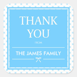 Blauwe Polka Dots & Lint Dank u Vierkante Sticker