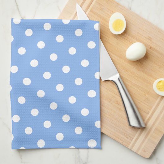 Blauwe Polka Dots Patroon Stijlvol gepersonaliseer Theedoek (Quarter Fold)