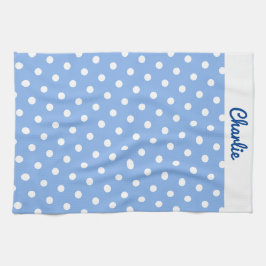 Blauwe Polka Dots Patroon Stijlvol gepersonaliseer Theedoek