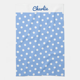 Blauwe Polka Dots Patroon Stijlvol gepersonaliseer Theedoek
