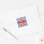 Blauwe polka gingerbrood, baby shower label (Envelop)