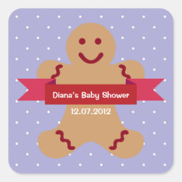 Blauwe polka gingerbrood, baby shower label
