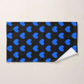 Blauwe polka harten in zwart bad handdoek (Handdoek)