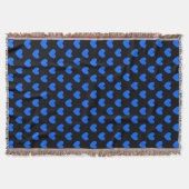 Blauwe polka harten in zwart deken (Voorkant)