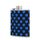 Blauwe polka harten in zwart heupfles (Links)