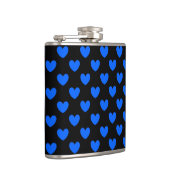 Blauwe polka harten in zwart heupfles (Rechts)