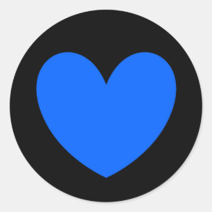 Blauwe polka harten in zwart ronde sticker