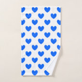 Blauwe polka harten op wit bad handdoek (Handdoek)