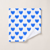 Blauwe polka harten op wit bad handdoek (Wasdoekje)