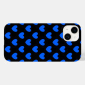 Blauwe polka-harten op zwart Case-Mate iPhone case (Achterkant (horizontaal))