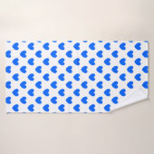 Blauwe polka harten wit badhanddoek (Badhanddoek)