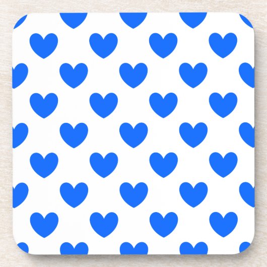 Blauwe polka harten wit bier onderzetter (Voorkant)