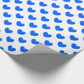 Blauwe polka harten wit cadeaupapier (Hoek)
