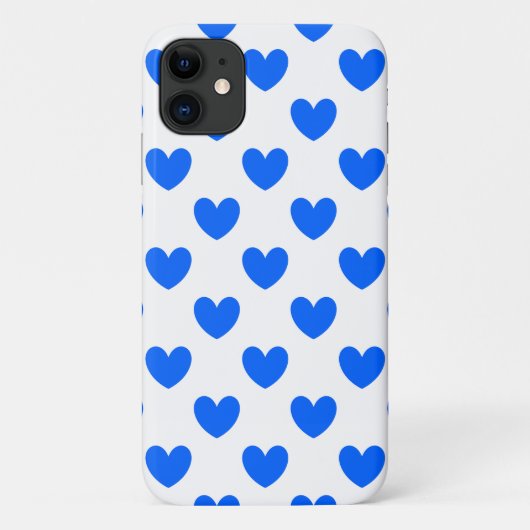 Blauwe polka harten wit Case-Mate iPhone case (Achterkant)