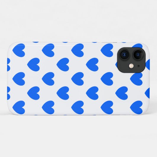 Blauwe polka harten wit Case-Mate iPhone case (Achterkant (horizontaal))