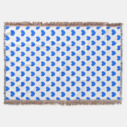 Blauwe polka harten wit deken (Voorkant)