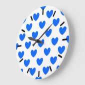 Blauwe polka harten wit grote klok (Hoek)