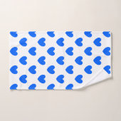 Blauwe polka harten wit handdoek (Handdoek)