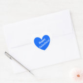 Blauwe polka harten wit hart sticker (Envelop)