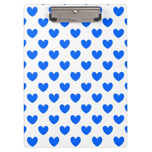 Blauwe polka harten wit klembord (Voorkant)