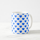 Blauwe polka harten wit koffiemok (Voorkant rechts)