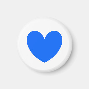Blauwe polka harten wit magneet