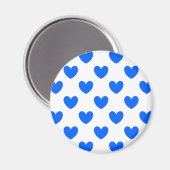 Blauwe polka harten wit magneet (Voorkant / Achterkant)
