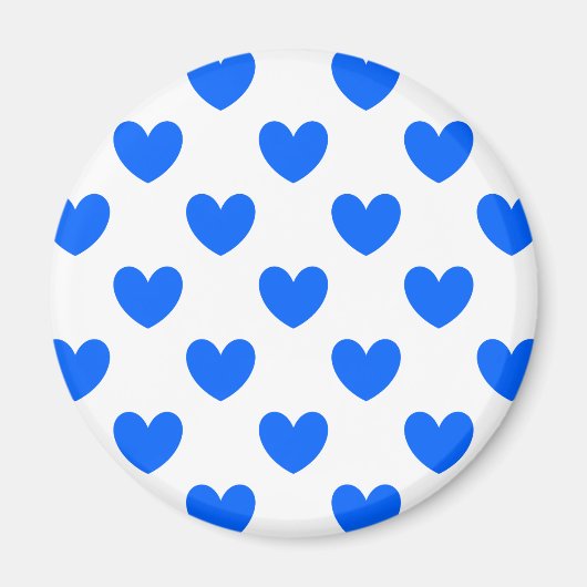 Blauwe polka harten wit magneet (Voorkant)