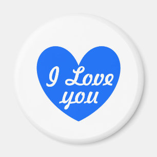 Blauwe polka harten wit magneet