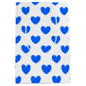 Blauwe polka harten wit medium cadeauzakje (Voorkant)