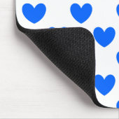 Blauwe polka harten wit muismat (Hoek)