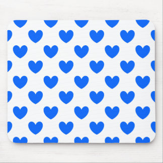 Blauwe polka harten wit muismat