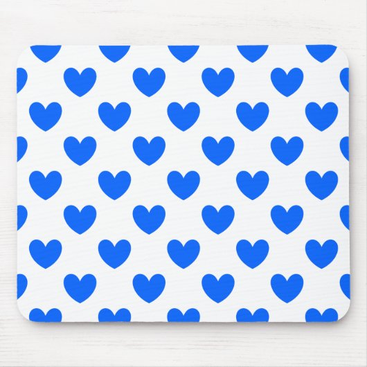 Blauwe polka harten wit muismat (Voorkant)