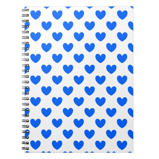 Blauwe polka harten wit notitieboek (Voorkant)