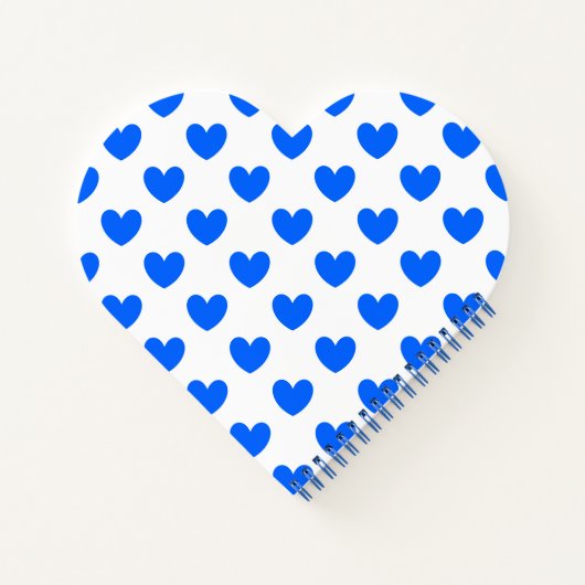 Blauwe polka harten wit notitieboek (Achterkant)