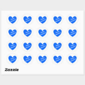 Blauwe polka harten wit ronde sticker (Vel)