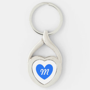 Blauwe polka harten wit sleutelhanger