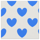 Blauwe polka harten wit stof (Close Up)