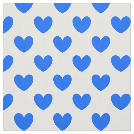 Blauwe polka harten wit stof (Swatch)